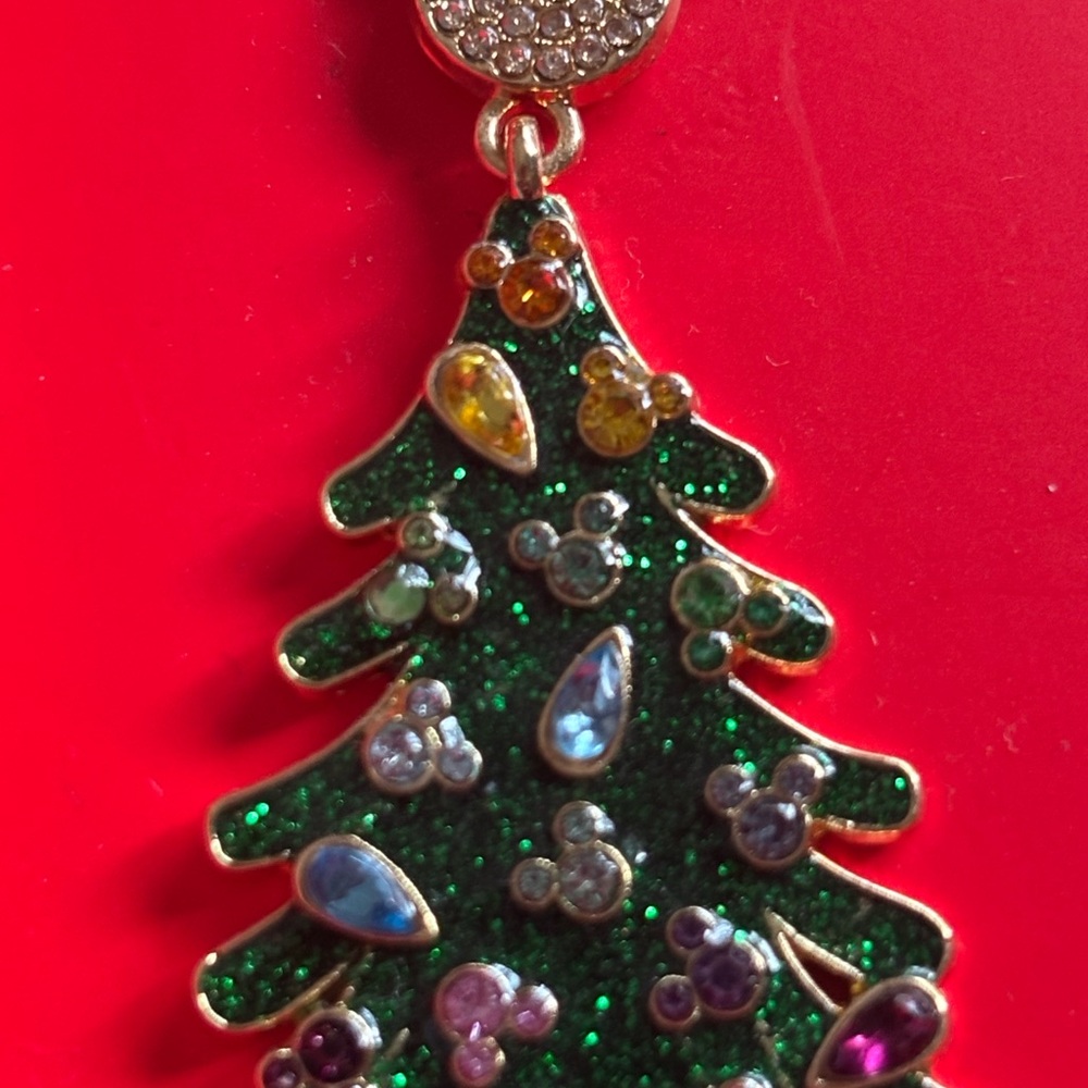 Disney Baublebar Mickey Christmas Tree Dangle Drop Sparkly Earrings New in Box - Picture 2 of 3